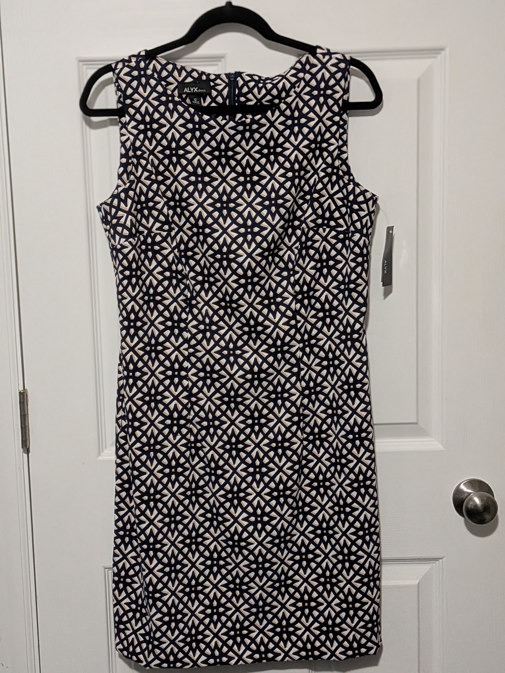 Alyx Navy and White Geo-Print Midi Dress